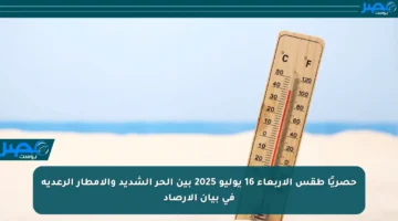 حصريًا طقس الأربعاء 16 يوليو 2025 بين الحر الشديد والأمطار الرعدية في بيان الأرصاد